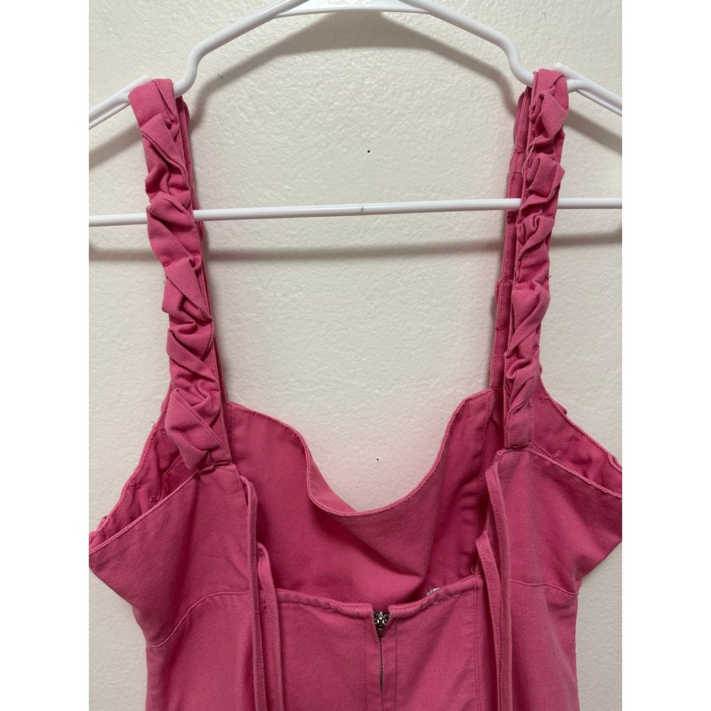 Avantlook Hot‎ Pink Square Neck Ruffle Strap Mini Dress Tie Back - Picture 9 of 10